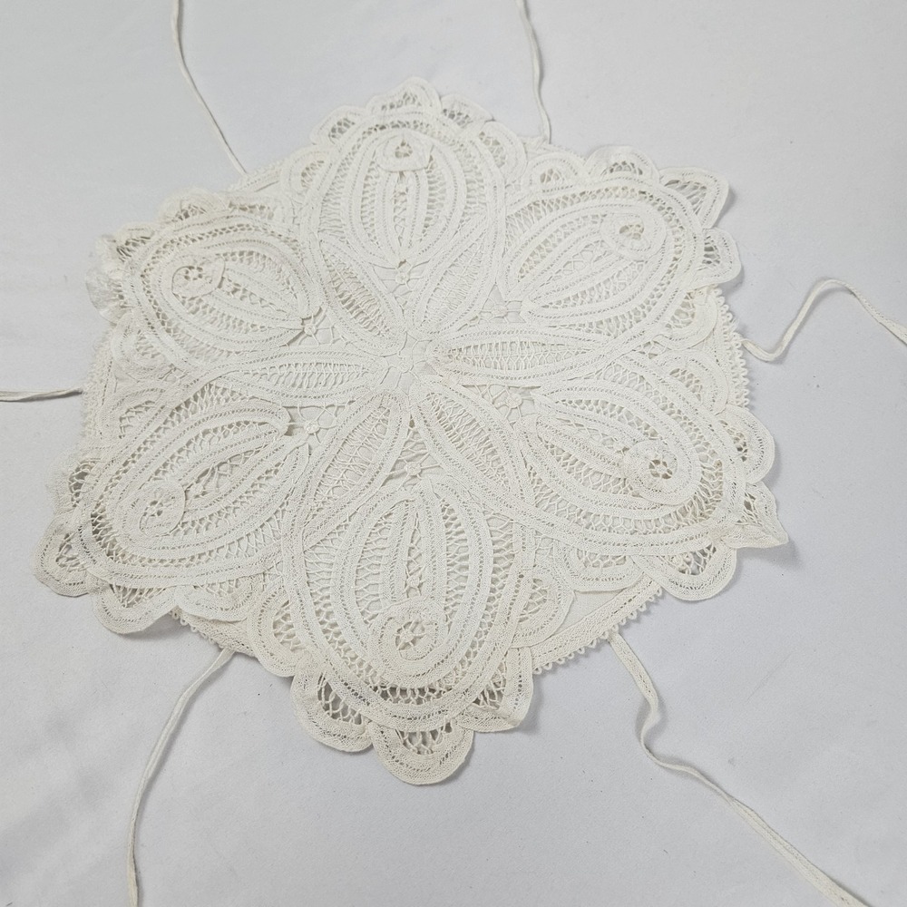Vintage Belgium Linen Lace Bread Warmer Bun Muffin Server Holder 13"